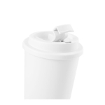 Taza take away de plástico grande de doble pared y 500ml color blanco cuarta vista