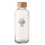 Botella de vidrio con logotipo con tapa de bambú 650ml Pure Glass color madera vista principal