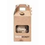 Tarro de miel de flores silvestres con dispensador personalizado 50g color madera sexta vista