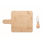 Tabla cuadrada para cortar y servir queso con cuchillo Gouda color madera quinta vista