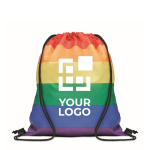 Mochila de cuerdas de PP con colores arco iris Rainbow RPET vista de impresión