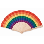 Abanico de madera con tela de poliéster arco iris Rainbow Fan color multicolor