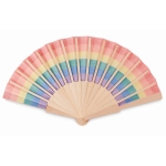 Abanico de madera con tela de poliéster arco iris Rainbow Fan color multicolor segunda vista