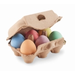 Set de 6 tizas en original forma de huevo en caja huevera Eggs color beige