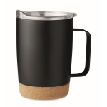 Vaso de acero con base de corcho y tapa deslizante 300ml Inox Cork color negro