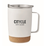 Vaso de acero con base de corcho y tapa deslizante 300ml Inox Cork color blanco vista principal