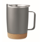 Vaso de acero con base de corcho y tapa deslizante 300ml Inox Cork color gris