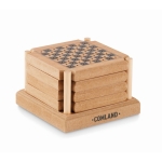 Set de 4 posavasos con juegos de sobremesa incorporados Cork Game color madera vista principal