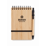 Cuaderno personalizado con bolígrafo A6 hojas a rayas Bamboo Light color negro vista principal segunda vista