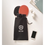 Kit de ping pong con red enrollable en bolsa Ping Pong To Go color negro tercera vista bodegón 2