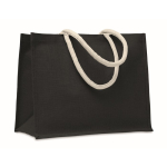 Bolsa para compra o para la playa con asas cortas Jute Ibiza color negro tercera vista
