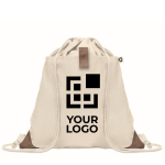 Mochila de cuerdas en algodón reciclado 220 g/m2 Cotton Eco color beige vista de impresión