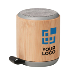 Altavoz con carcasa de bambú y asa para entregar a clientes Iceland vista de impresión