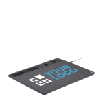 Alfombrilla de ratón con cargador y soporte en gris oscuro Charge RPET color gris oscuro vista de impresión