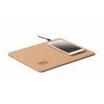 Mousepad de corcho con cargador inalámbrico publicitario Wireless Cork color beige vista principal segunda vista