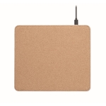 Mousepad de corcho con cargador inalámbrico publicitario Wireless Cork color beige tercera vista