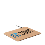 Mousepad de corcho con cargador inalámbrico publicitario Wireless Cork color beige vista de impresión