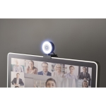 Webcam personalizada con micrófono y anillo luminoso Telework color negro segunda vista bodegón