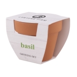 Maceta con tierra y semillas de albahaca de estilo clásico Basil color marrón imagen con logo