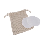 Set de 2 discos desmaquillantes en bolsa con logotipo Clean color beige