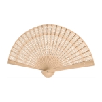 Abanico promocional de madera con diseños ornamentales Darling color madera