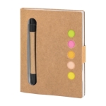 Bloc notas de cartón reciclado con adhesivos y bolígrafo RecycleBoard color natural