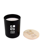 Vela de cristal pintado con tapa de bambú para empresas Levanti color negro vista principal