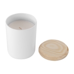 Vela de cristal pintado con tapa de bambú para empresas Levanti color blanco primera vista