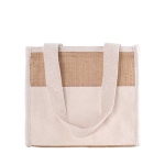 Bolsa nevera de yute con bolsillo de algodón y cierre de velcro Malibu color beige