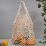 Bolsa de malla de algodón orgánico 100 g/m2 de malla Organic Cotton color beige vista detalle