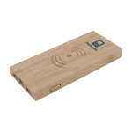 Powerbank inalámbrico personalizado de bambú 5.000 mAh color madera imagen con logo