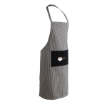Delantal de algodón reciclado de rayas finas 280 g/m2 Ukiyo color negro vista con logo