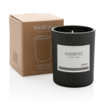Vela perfumada en elegante vaso promocional Jasmine Ukiyo color negro vista con caja