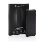 Powerbank de larga duración y carga rápidas de 20.000 mAh Pasadena color negro vista con caja