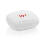 Auriculares compactos de alta calidad con control táctil Byron color blanco vista con logo