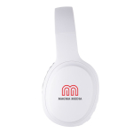 Auriculares inalámbricos de gran duración y botón de graves Belmont color blanco vista con logo