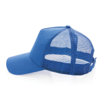Gorra tipo camionero sostenible de algodón con rejilla Eco Mesh color azul cuarta vista