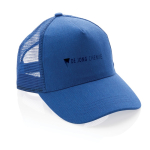 Gorra tipo camionero sostenible de algodón con rejilla Eco Mesh color azul vista con logo