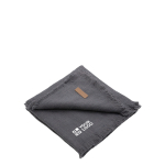 Manta personalizada ecológica tejida con bordes de flecos Ukiyo color gris oscuro vista de impresión