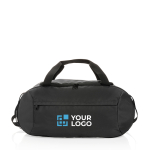 Bolsa deportiva personalizada de poliéster reciclado Impact color negro vista de impresión