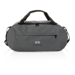 Bolsa deportiva personalizada de poliéster reciclado Impact color gris oscuro vista con logo