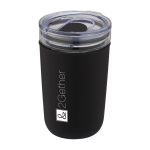 Vaso de vidrio de borosilicato y plástico reciclado 420ml Glass color negro vista impresión tampografía
