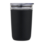 Vaso de vidrio de borosilicato y plástico reciclado 420ml Glass color negro vista lateral