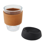 Vaso de vidrio con agarre de corcho de 360ml color negro tercera vista