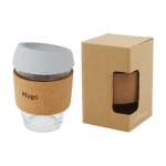 Vaso de vidrio con agarre de corcho de 360ml Takeaway Cork Grip color gris