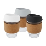 Vaso de vidrio con agarre de corcho de 360ml Takeaway Cork Grip color gris segunda vista varios colores