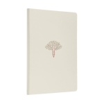 Elegante cuaderno papel impermeable A5 hojas a rayas Stonepaper Hard color blanco roto vista impresión tampografía
