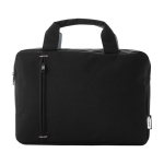 Bolsa para congresos económica con bolsillo y detalle a color RPET color gris segunda vista frontal