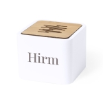 Altavoz con carcasa de materiales naturales con manos libres Wind color blanco primera vista