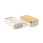 Fiambrera doble libre de BPA con acabado veteado 1,4L Mix Duo cuarta vista